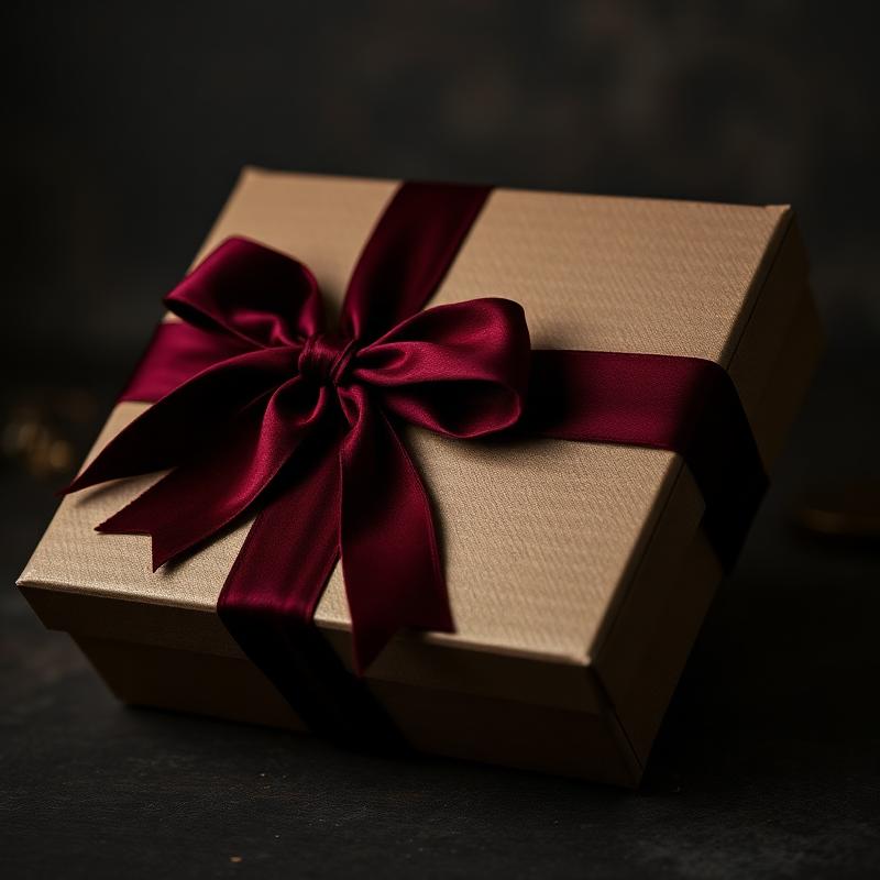 Burgundy ribbon gift box